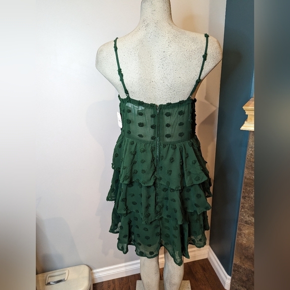 Altar'd State Emerald Green clip dot dress, Size XL fits M/L - Picture 5 of 16